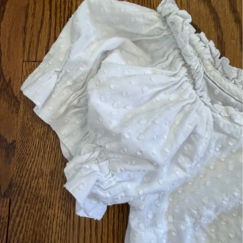 Maeve Anthropologie White Blouse Puff Sleeve Size 0
